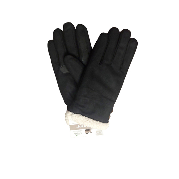 Isotoner Signature Microsuede Water-Repellent Black Gloves Fuzzy Cuffs XL NWT - Picture 4 of 9